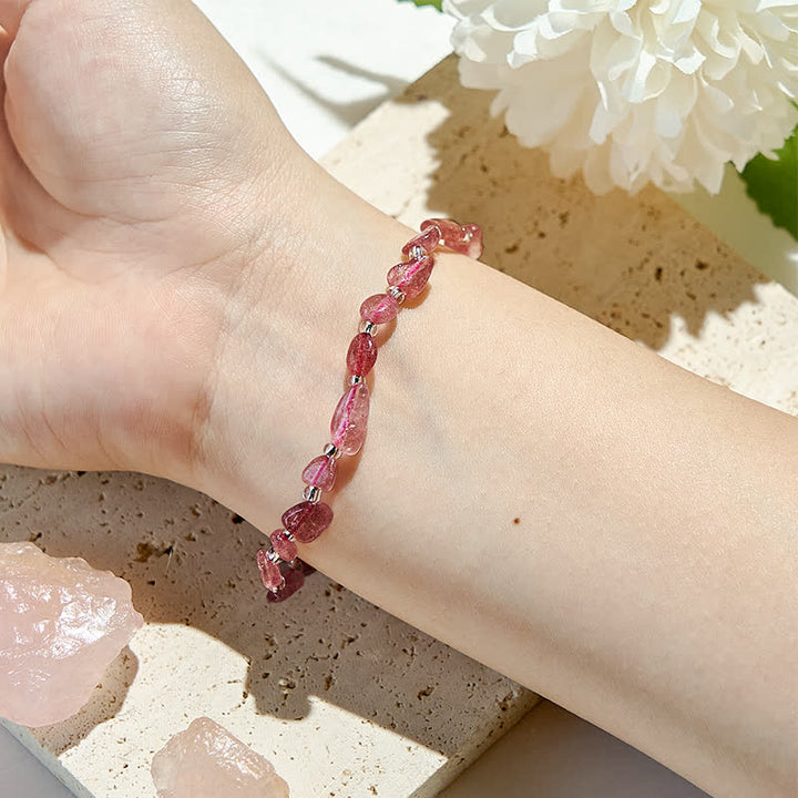Olivenorma Natural Strawberry Quartz Beaded Bracelet - image 1