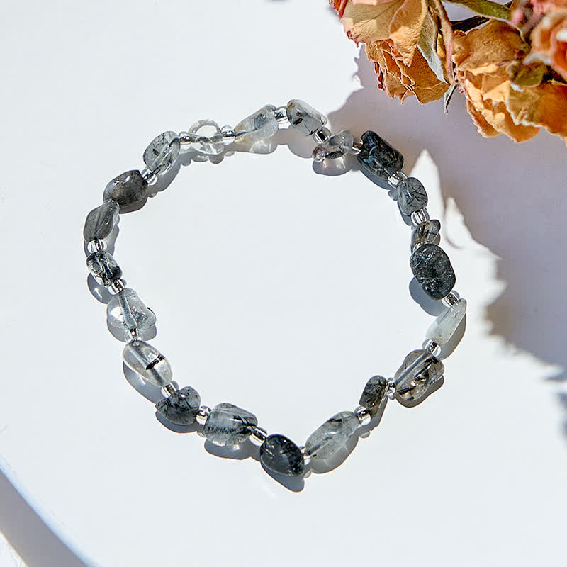 Olivenorma Natural Black Quartz Rutilated Beads Bracelet - image 2
