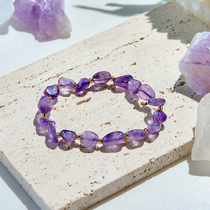 Olivenorma Natural Amethyst Beaded Bracelet - Amethyst - image 0
