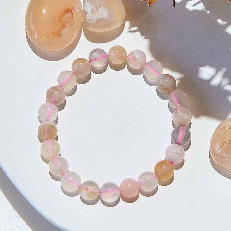 Olivenorma Natural Cherry Blossom Agate Beaded Bracelet - image 2