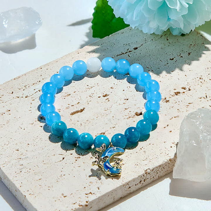 Olivenorma Natural Blue Apatite Aquamarine Beaded Bracelet - Natural Stone - image 0
