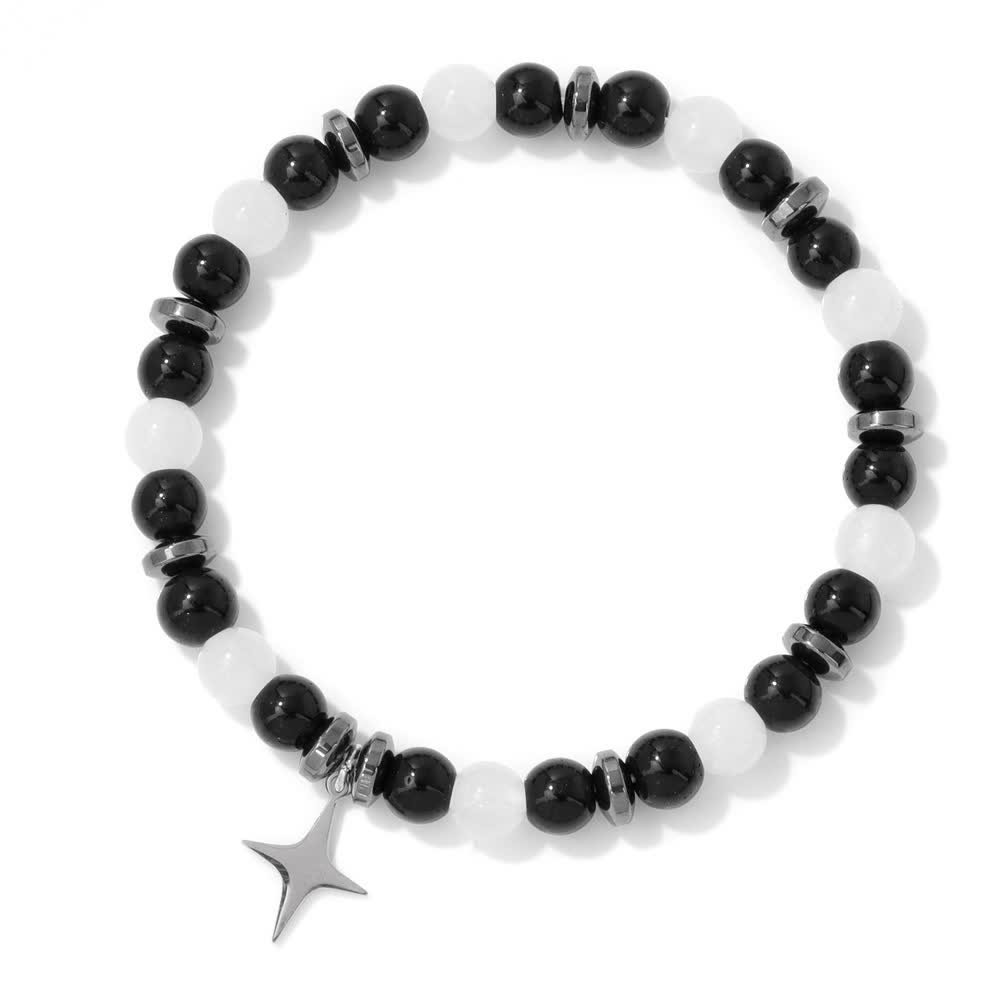 Olivenorma Natural Stone Beads Star Pendant Bracelet - Clear Crystal & Obsidian - image 12