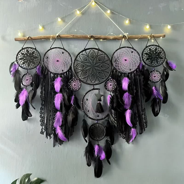 Olivenorma Set Of 5 Feather Moon And Stars Dream Catcher - Purple - image 7