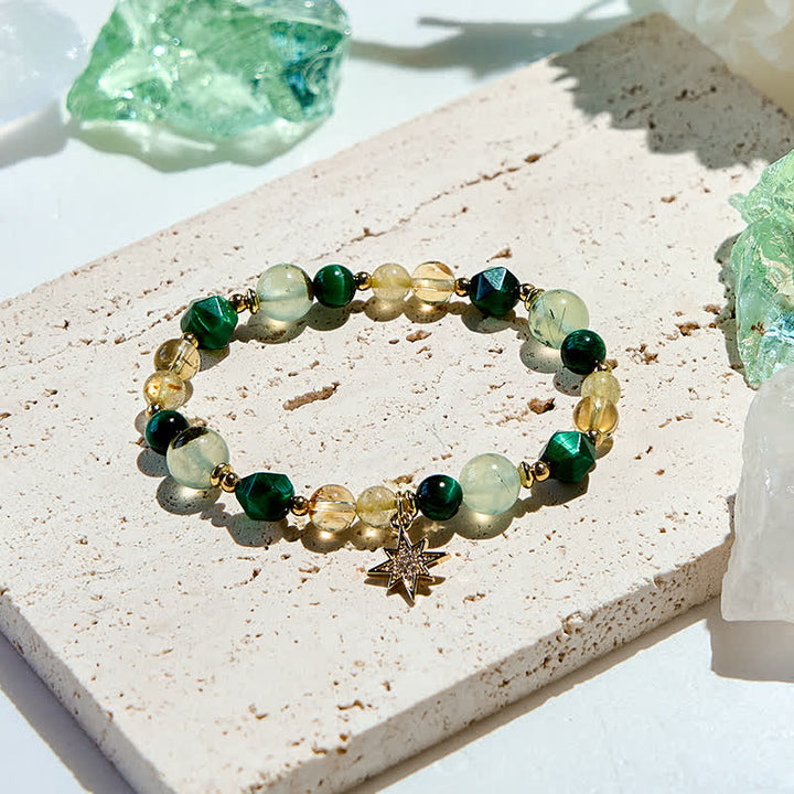 Olivenorma Citrine Prehnite Green Tiger Eye Beads Bracelet - Natural Stone - image 0