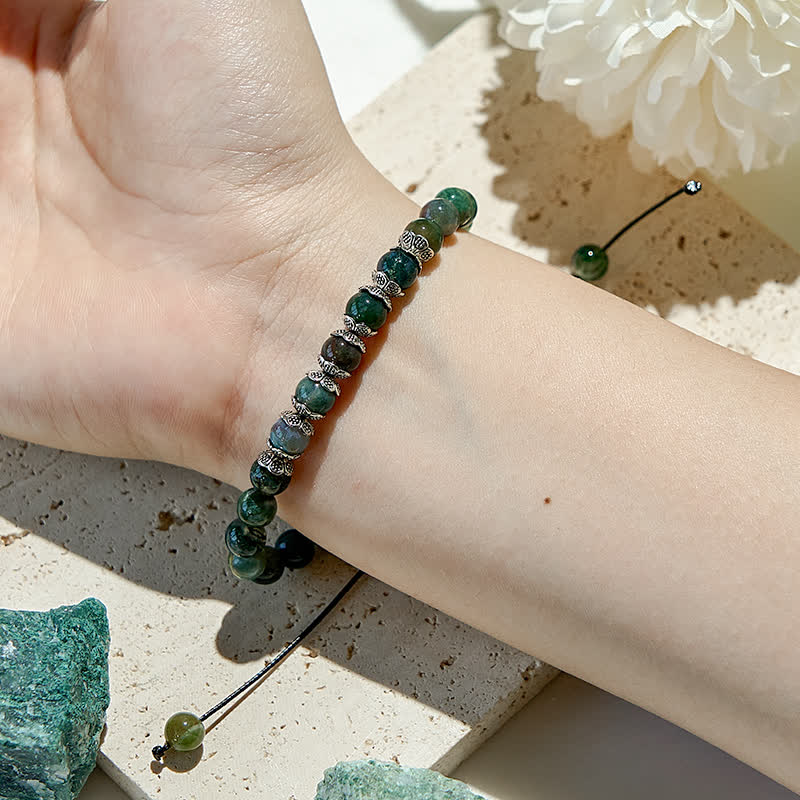Olivenorma Natural Moss Agate Beaded Bracelet - image 1