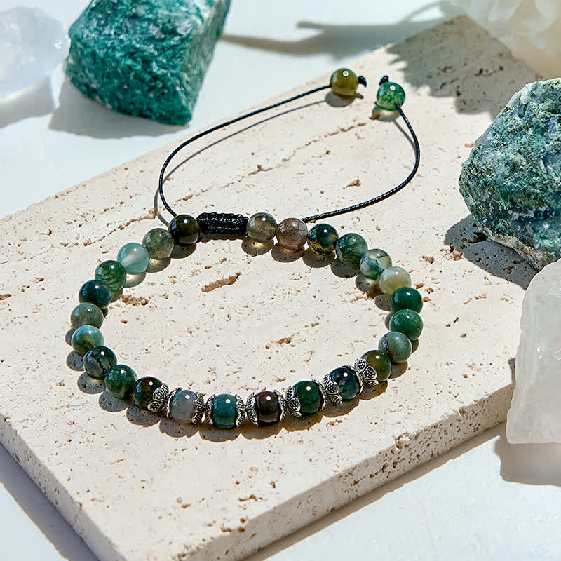 Olivenorma Natural Moss Agate Beaded Bracelet - Moss Agate - image 0