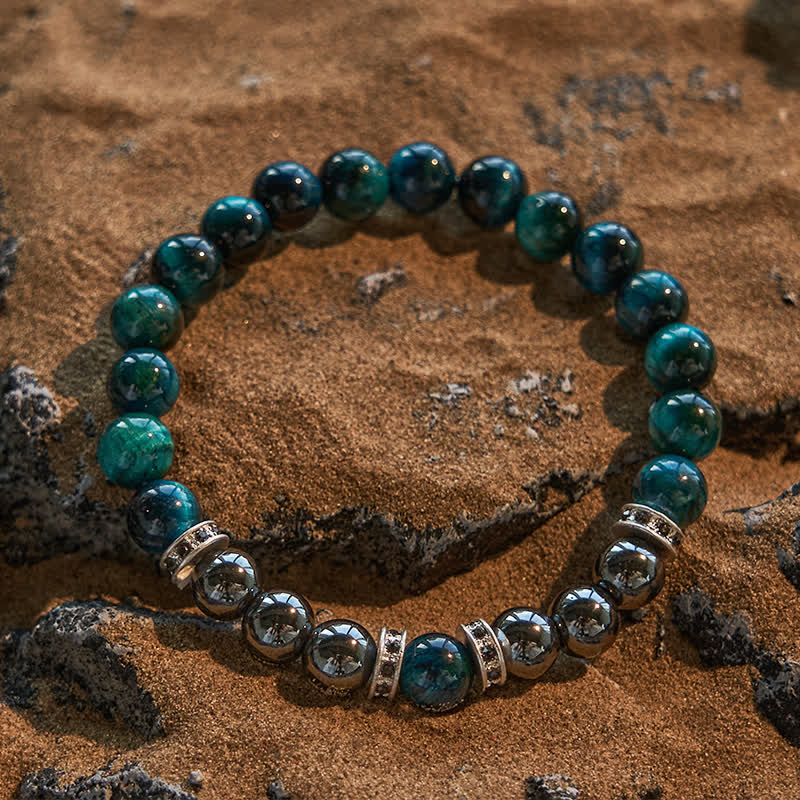 Olivenorma Natural Lake Green Tiger Eye Beaded Bracelet - image 1