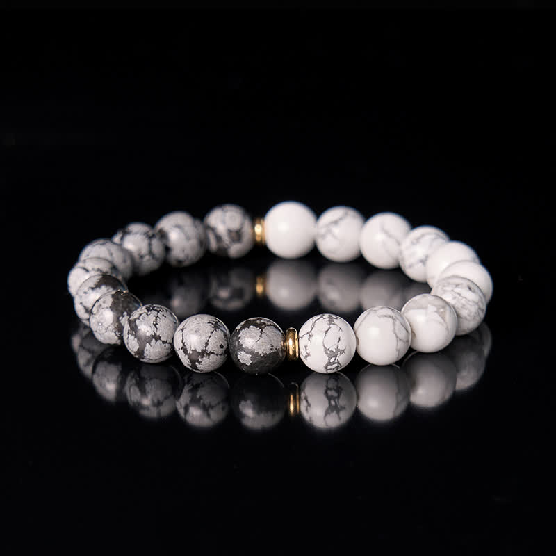 Olivenorma White Turquoise Snowflake Obsidian Beads Bracelet - image 4