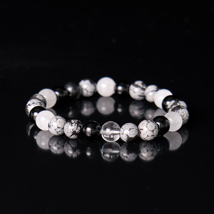 Olivenorma Obsidian Clear Crystal Snowflake Obsidian Beads Bracelet - image 4