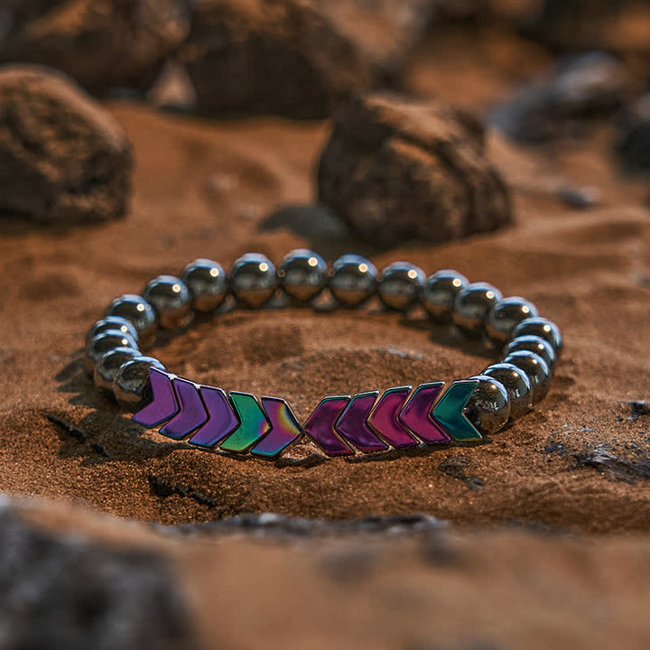 Olivenorma Natural Hematite Electroplated Colored Arrow Beads Bracelet - Hematite - image 0