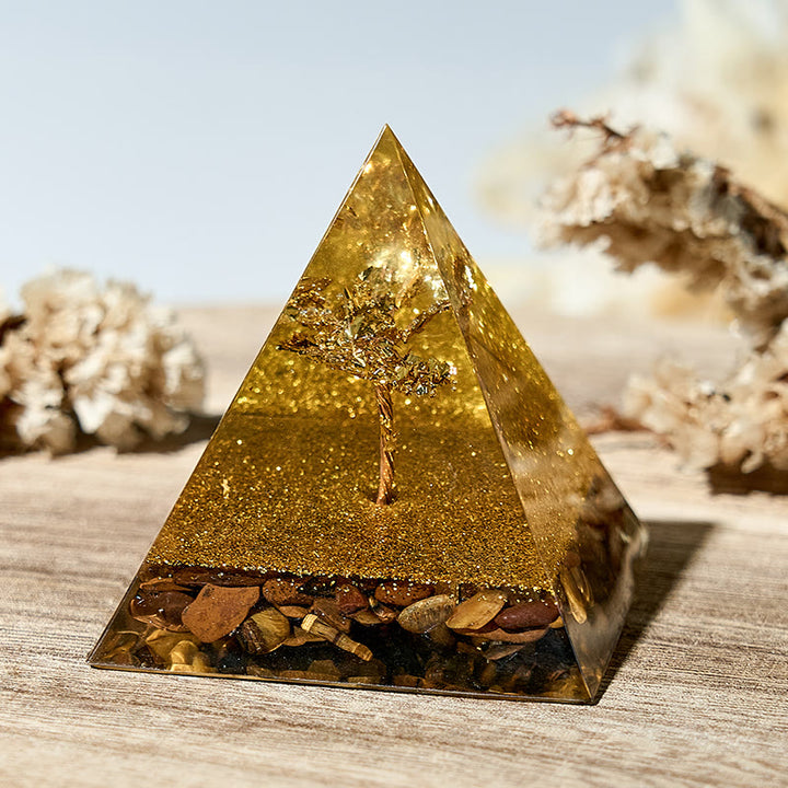 Olivenorma Natural Tiger-Eye Healing Energy Orgone Pyramid - Tiger Eye - image 0