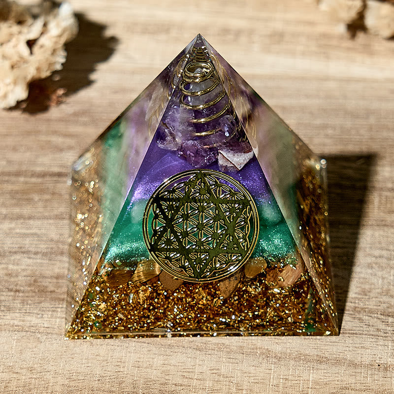 Olivenorma Handmade Flower of Life Gemstone Orgone Pyramid - image 1