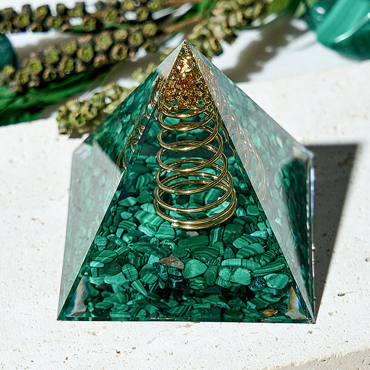 Olivenorma Handmade Malachite Positive Energy Orgone Pyramid - image 1