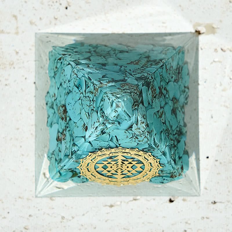 Olivenorma Flower of Life Turquoise Optimism Orgone Pyramid - image 3