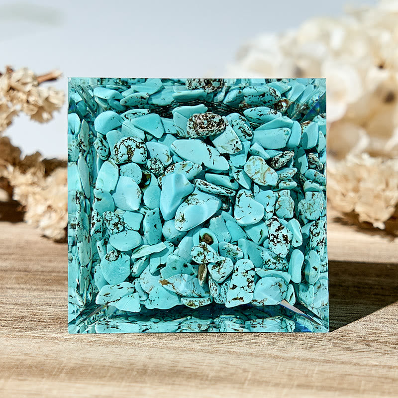 Olivenorma Flower of Life Turquoise Optimism Orgone Pyramid - image 2