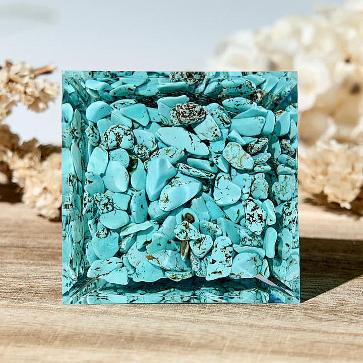 Olivenorma Flower of Life Turquoise Optimism Orgone Pyramid - image 2