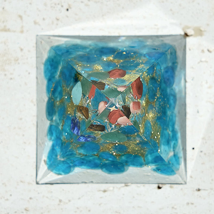 Olivenorma Tree of Life Aquamarine Chakra Energy Orgone Pyramid - image 3