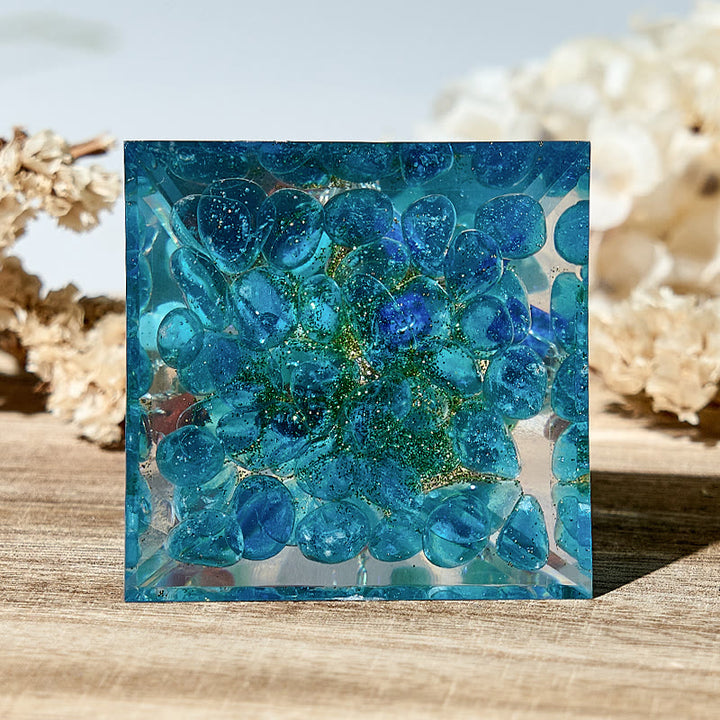 Olivenorma Tree of Life Aquamarine Chakra Energy Orgone Pyramid - image 2