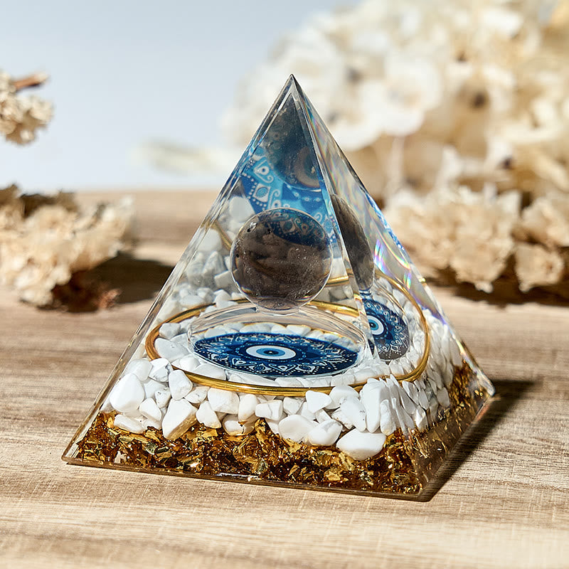 Olivenorma White Turquoise Calming Energy Crystal Orgone Pyramid - Natural Stone - image 0