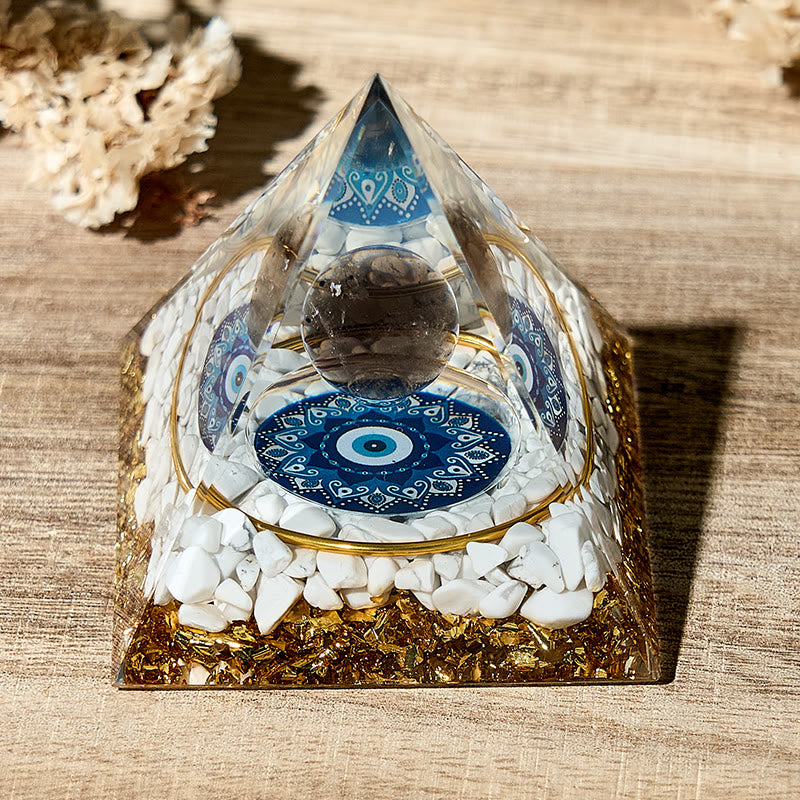Olivenorma White Turquoise Calming Energy Crystal Orgone Pyramid - image 1