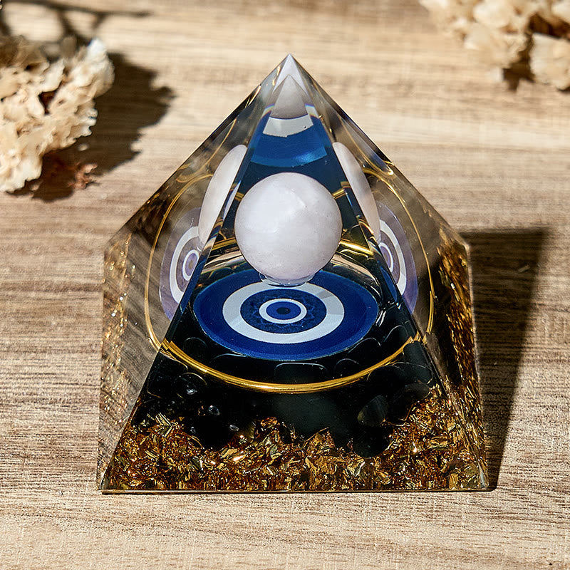 Olivenorma White Agate Sphere Evil Eye Protection Orgone Pyramid - image 1
