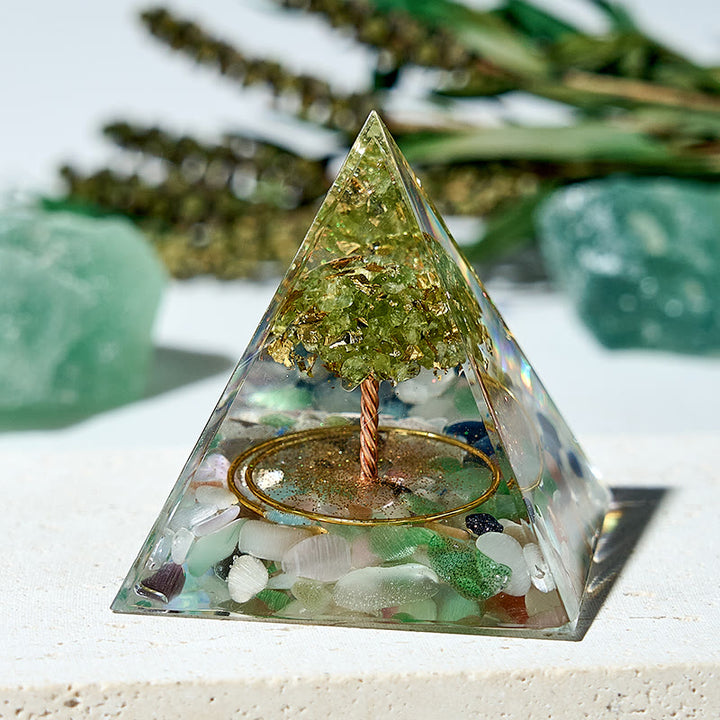 Olivenorma Tree of Life Peridot Healing Crystal Orgone Pyramid - 6*6cm - YES PLEASE - image 0