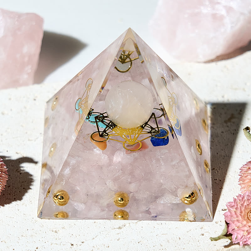 Olivenorma Metatron's Cube with 7 Chakra Crystal Orgone Pyramid - image 1