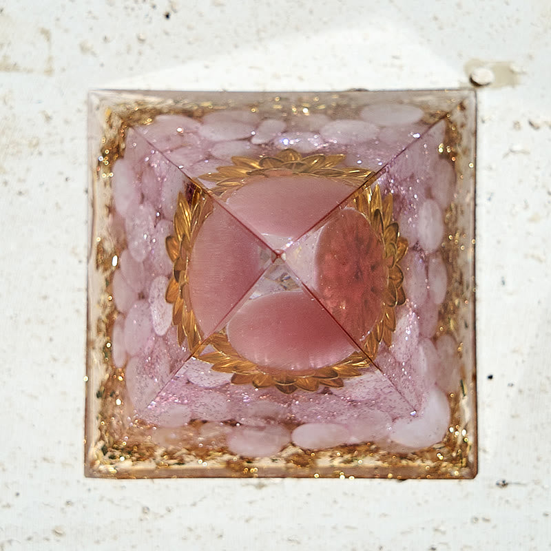 Olivenorma Rose Quartz Lotus Healing Orgone Pyramid - image 3