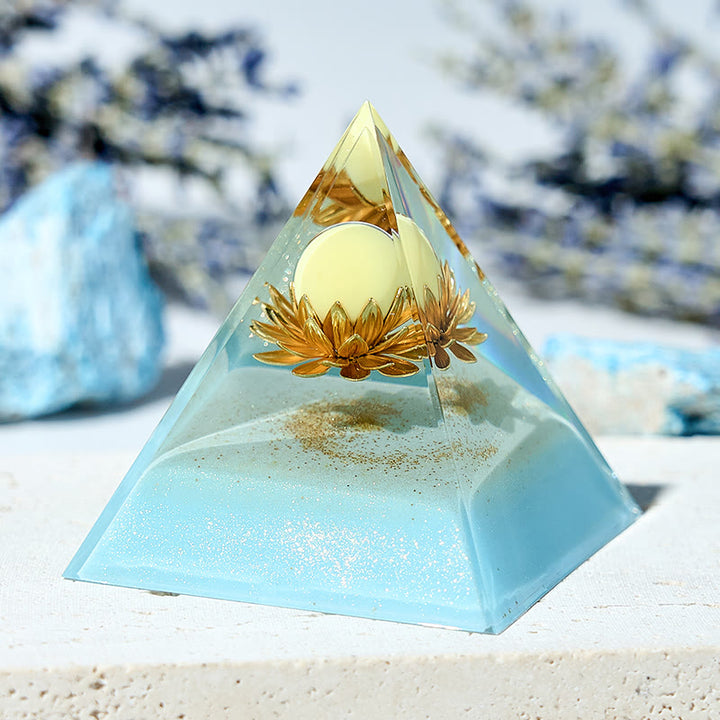 Olivenorma Yellow Jade Lotus Energy Tower Orgone Pyramid - 6*6cm - YES PLEASE - image 0