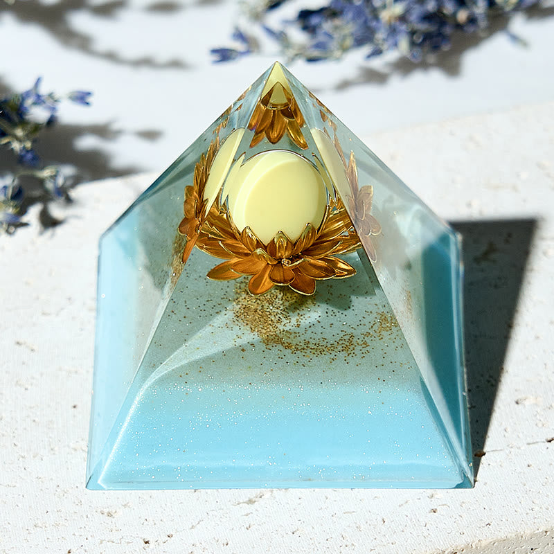 Olivenorma Yellow Jade Lotus Energy Tower Orgone Pyramid - image 1