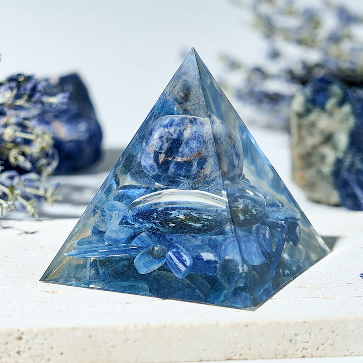 Olivenorma Genuine Sodalite Kyanite Blue Earth Orgone Pyramid - 10*10cm - image 0