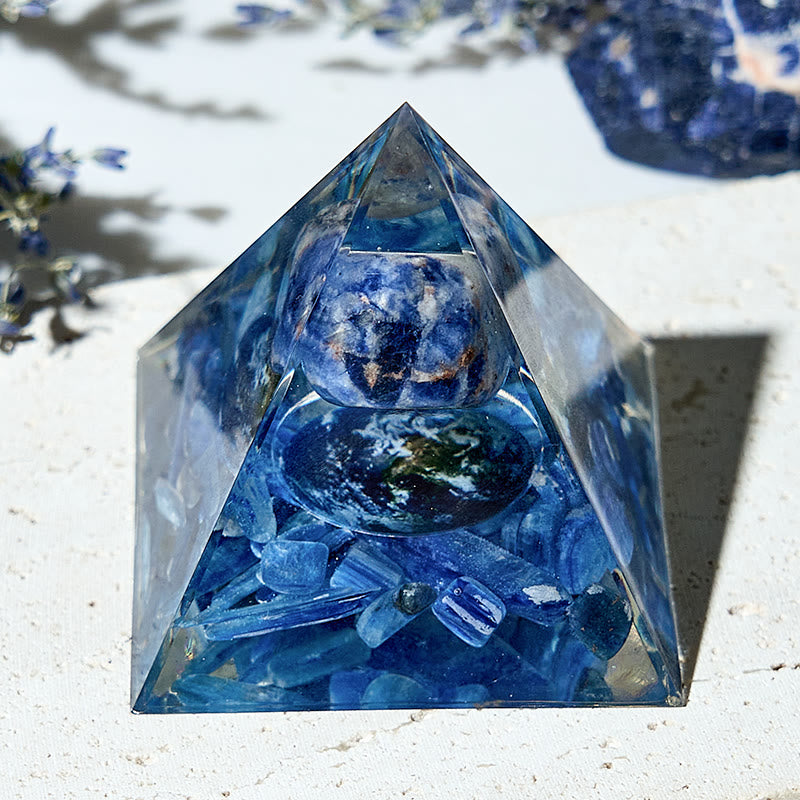 Olivenorma Genuine Sodalite Kyanite Blue Earth Orgone Pyramid - image 1