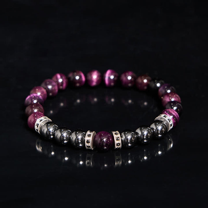 Olivenorma Natural Hematite Pink Tiger Eye Beads Bracelet - image 4