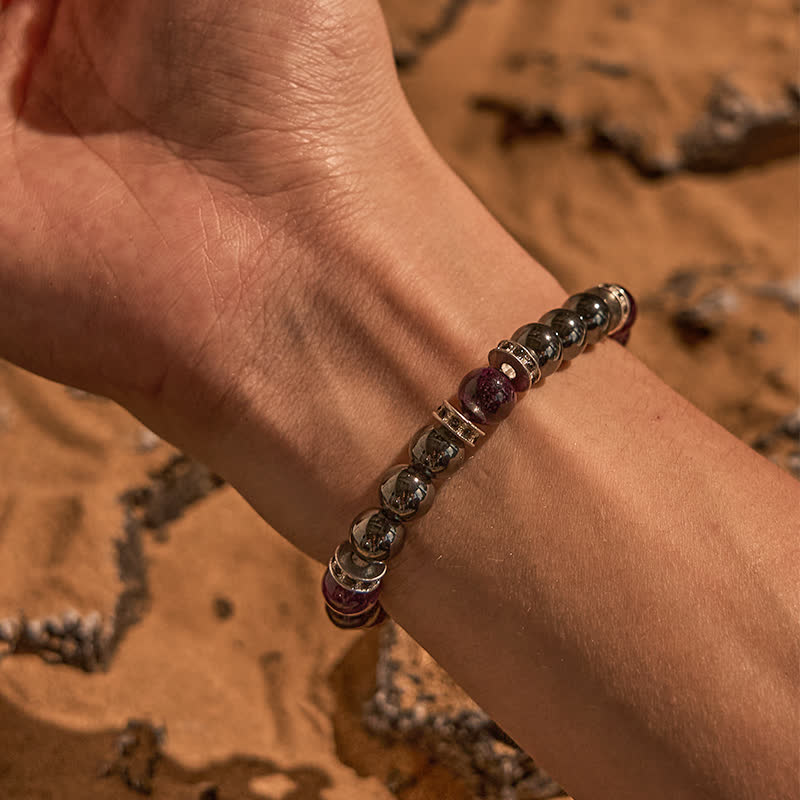 Olivenorma Natural Hematite Pink Tiger Eye Beads Bracelet - image 1