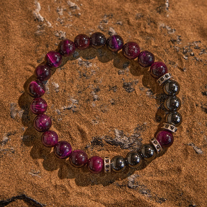 Olivenorma Natural Hematite Pink Tiger Eye Beads Bracelet - image 3