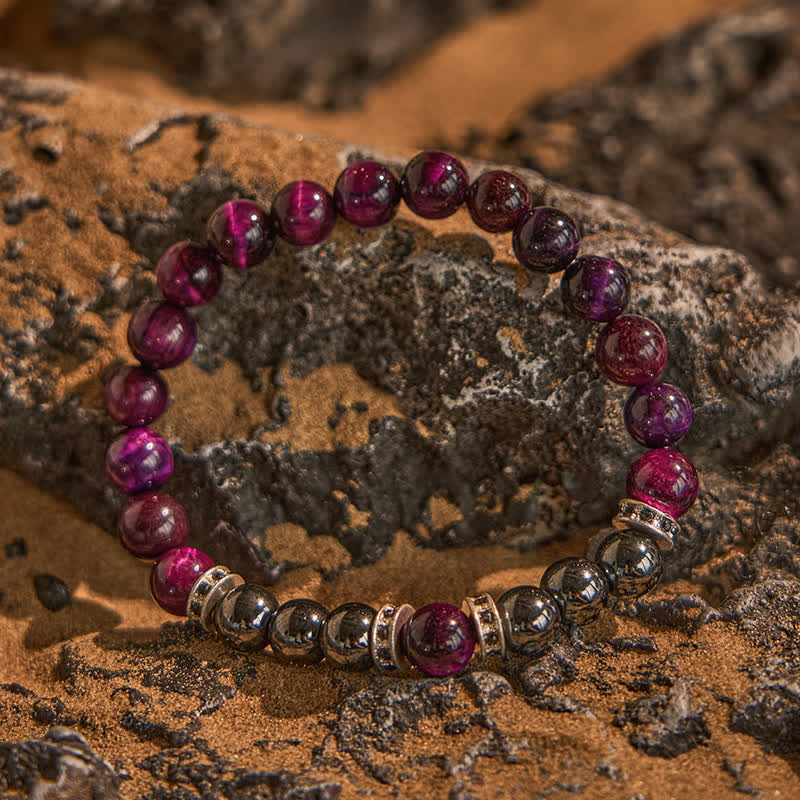 Olivenorma Natural Hematite Pink Tiger Eye Beads Bracelet - image 2
