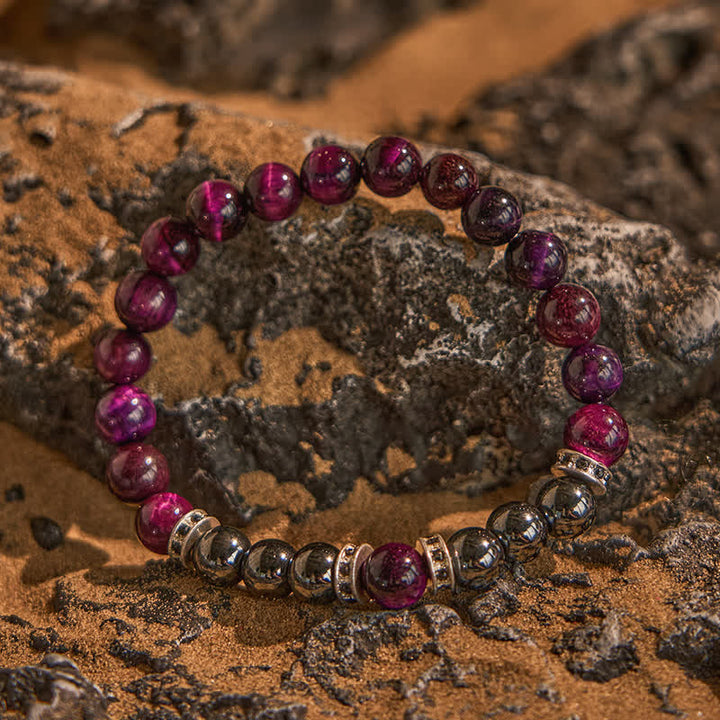Olivenorma Natural Hematite Pink Tiger Eye Beads Bracelet - image 2