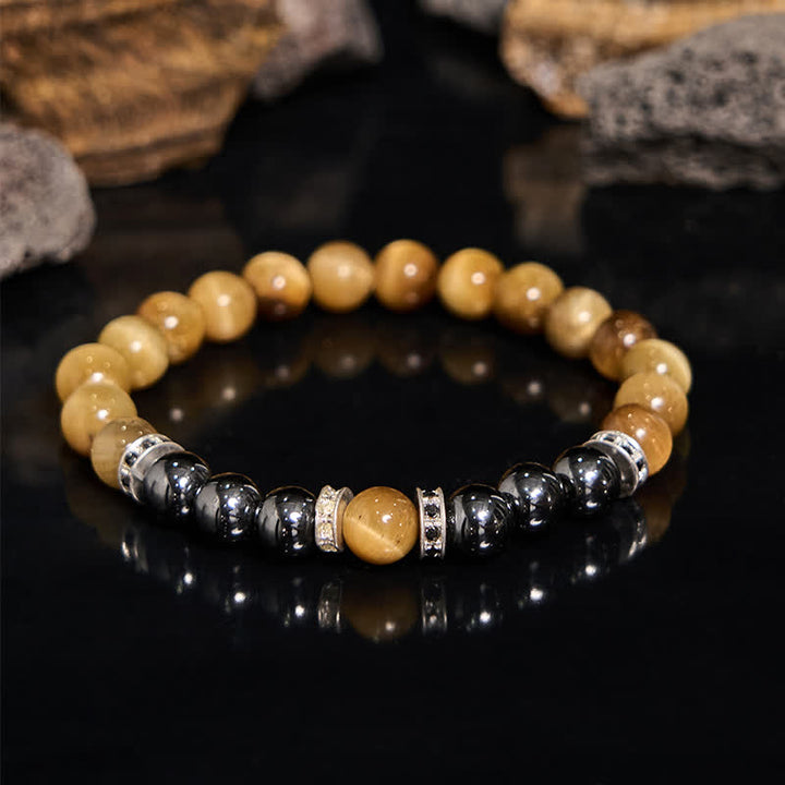 Olivenorma Natural Hematite Tiger Eye Beads Men Bracelet - image 4