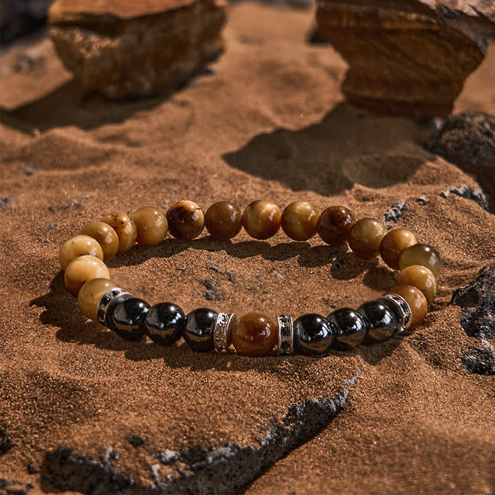 Olivenorma Natural Hematite Tiger Eye Beads Men Bracelet - Hematite & Tiger Eye - image 0