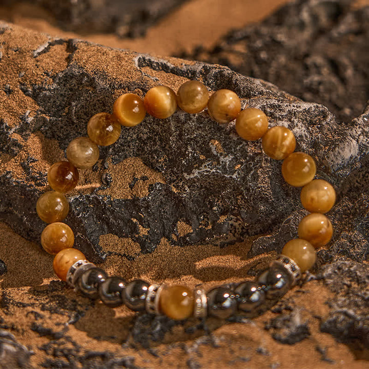 Olivenorma Natural Hematite Tiger Eye Beads Men Bracelet - image 2