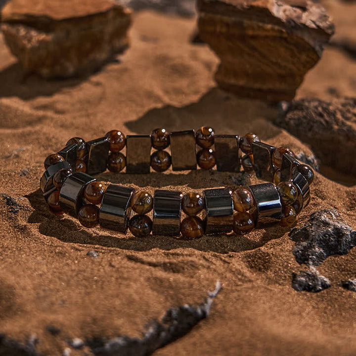 Olivenorma Natural Hematite Tiger Eye Beads Bracelet - Hematite & Tiger Eye - image 0