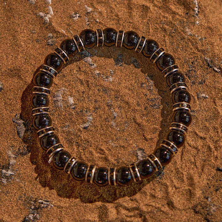Olivenorma Natural Black Onyx White Zircon Beaded Bracelet - image 3