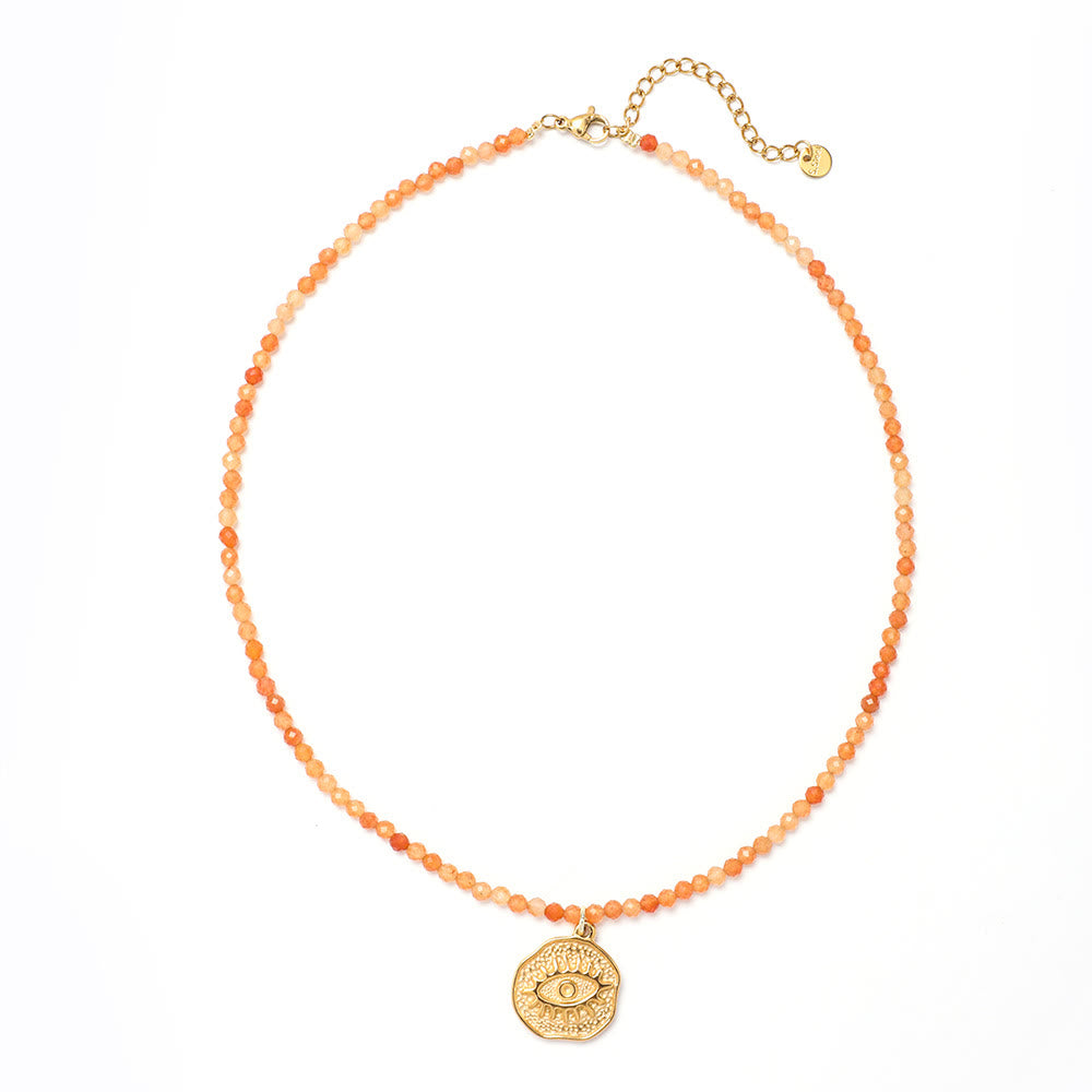 Olivenorma Boho Sun Moon Star Gemstone Beaded Necklace - Evil Eye Charm - image 1