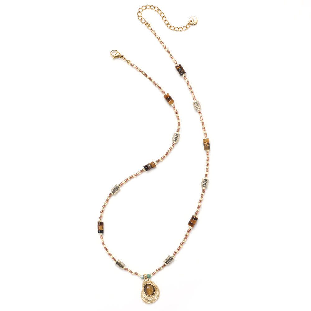 Olivenorma Natural Tiger Eye Stone Charm Beaded Necklace  - image 4
