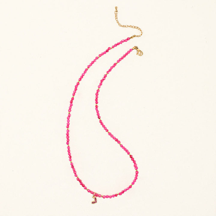 Olivenorma Pink Natural Gemstone Heart Charm Beaded Necklace - image 3