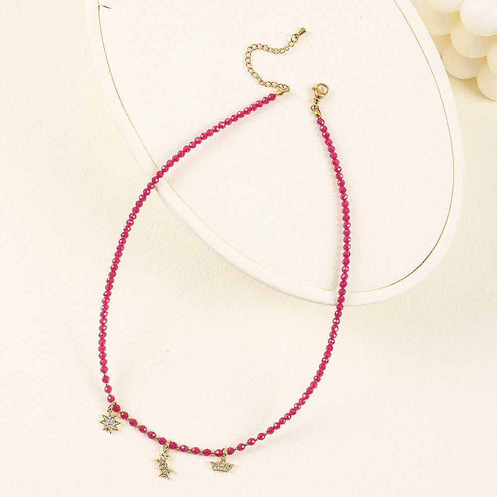 Olivenorma Pink Natural Gemstone Heart Charm Beaded Necklace - image 13