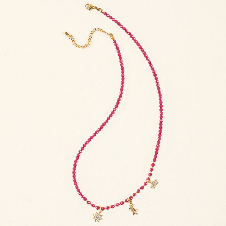 Olivenorma Pink Natural Gemstone Heart Charm Beaded Necklace - image 10