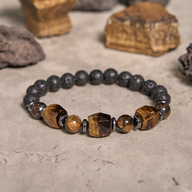 Olivenorma Faceted Tiger Eye Lava Stone Beaded Bracelet - image 4