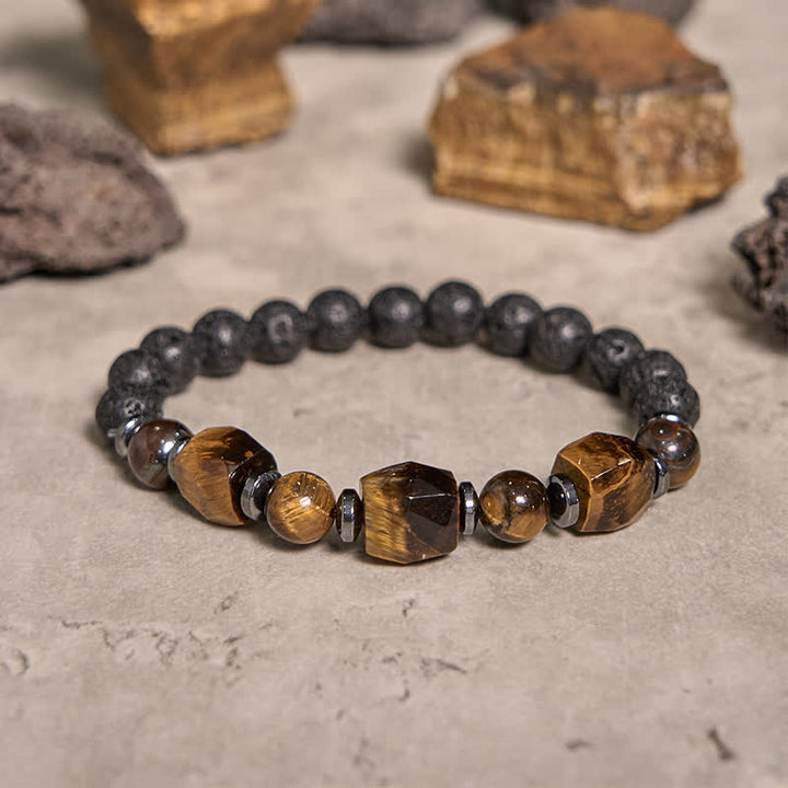 Olivenorma Faceted Tiger Eye Lava Stone Beaded Bracelet - image 4