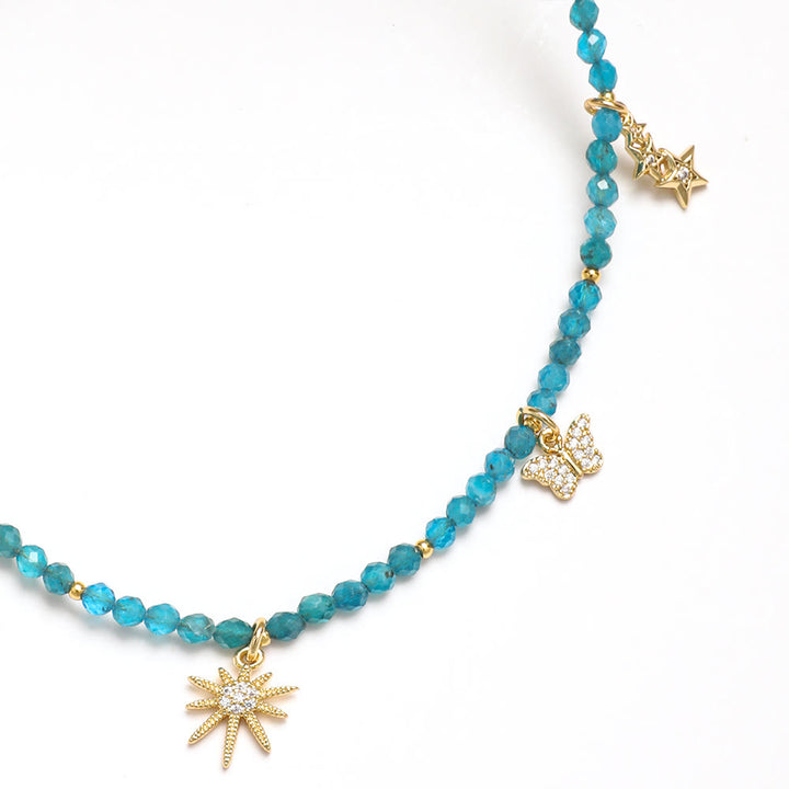 Olivenorma Boho Style Zircon Blue Gemstone Beaded Necklace - image 2